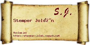 Stemper Jolán névjegykártya